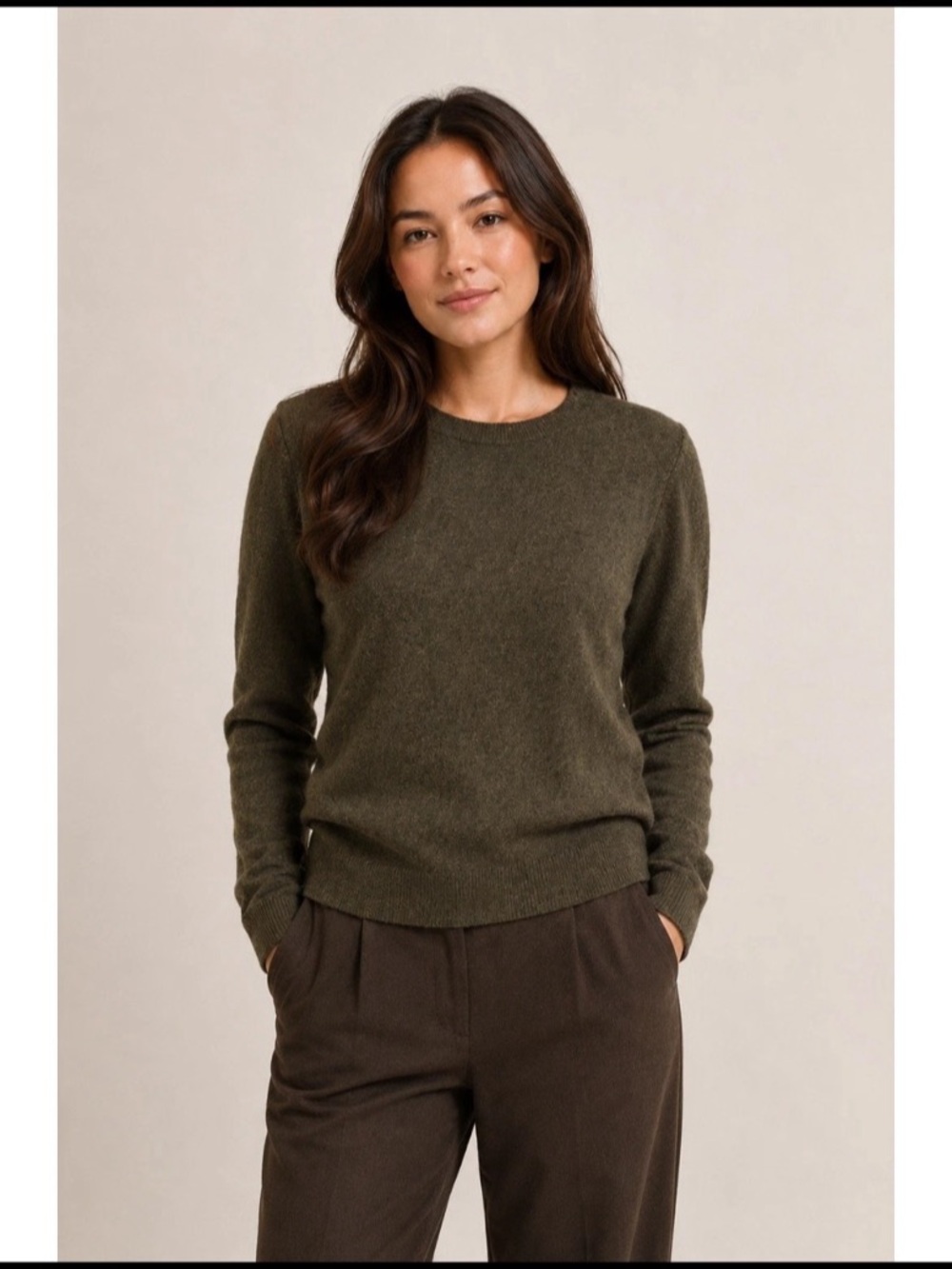 J.Crew Teddie Olive Green Sweater Cotton Wool Academia Career Capsule Fall M